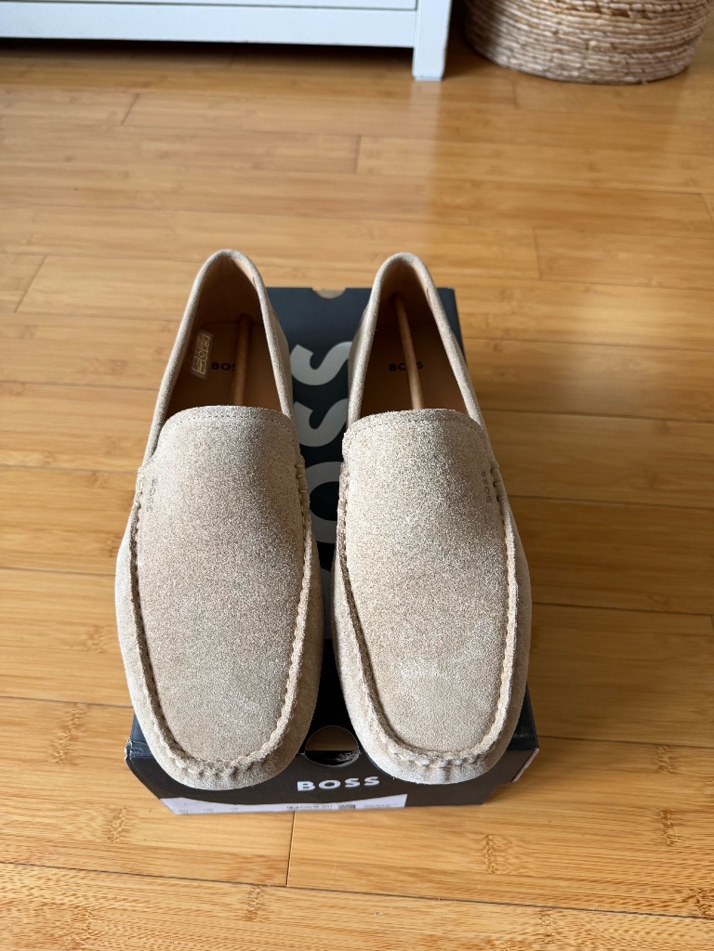 Hugo Boss Suede Driver Loafers | Beige | Size 11 | NEW w/ Box